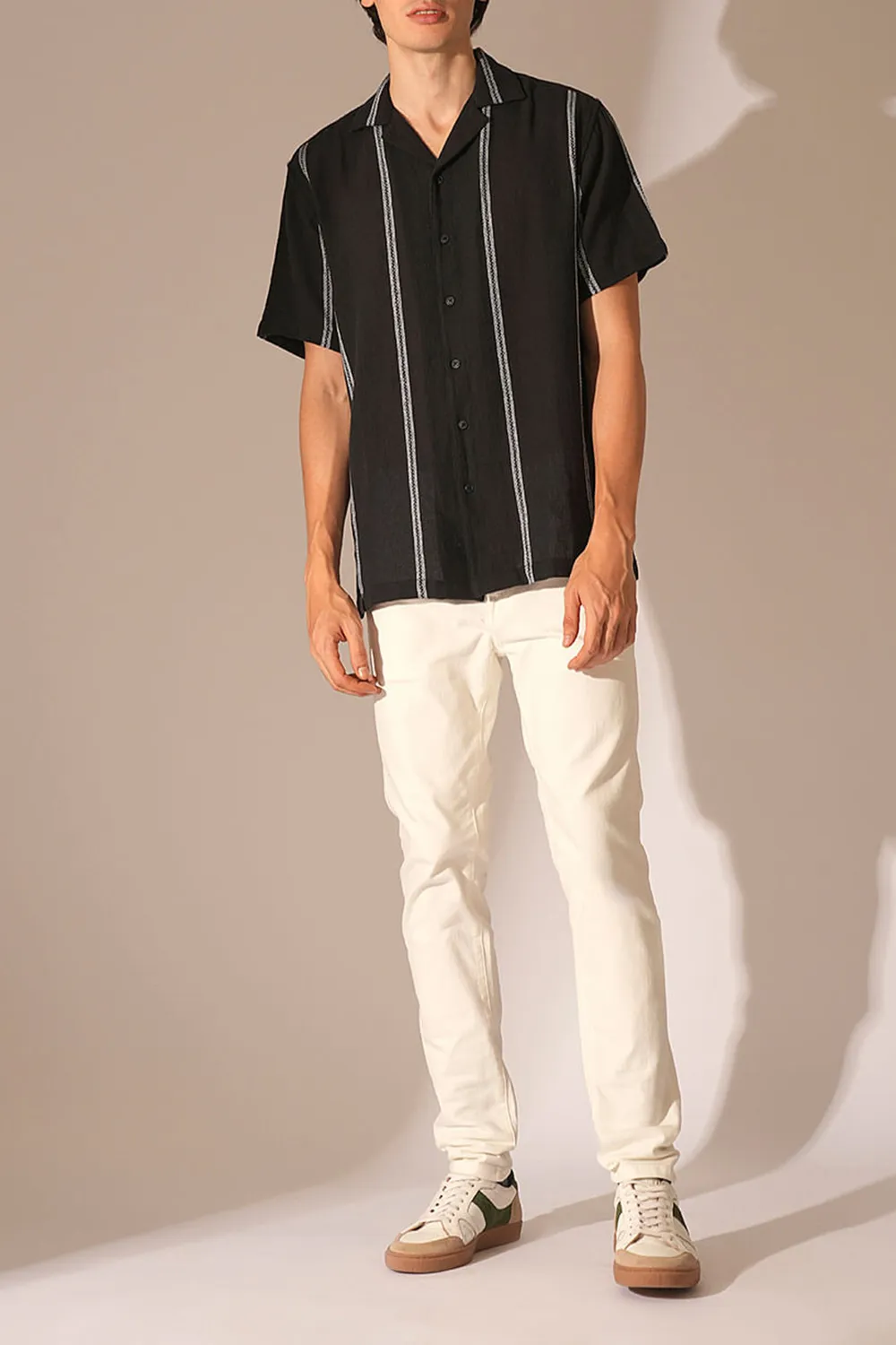 Black Textured Cotton Shirt