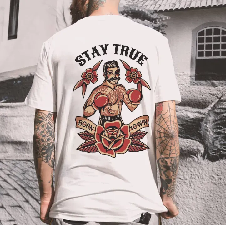 Stay True Born To Win Boxer Printed T-shirt