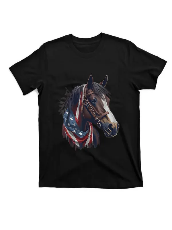 Usa 4Th Of July Horse On Patriotic American Horse Women T-Shirt