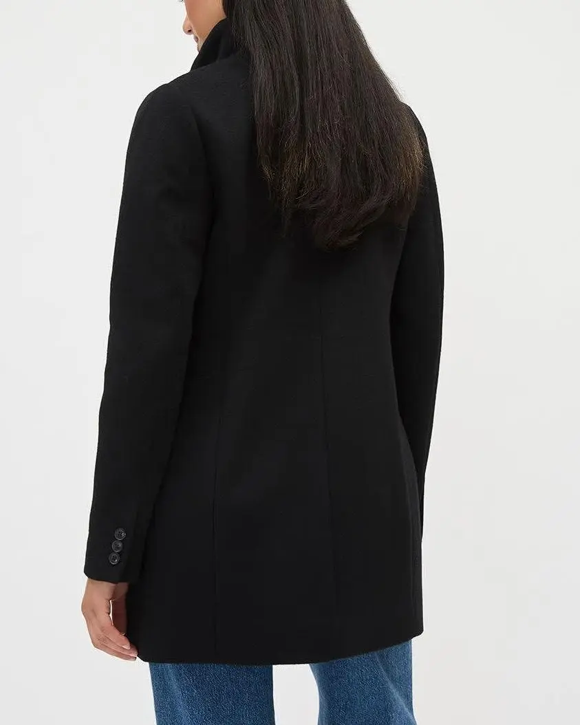 Classic Wool Coat With High Neckline