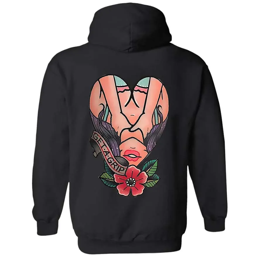 Get A Grip Floral Lady Print Men's Hoodie
