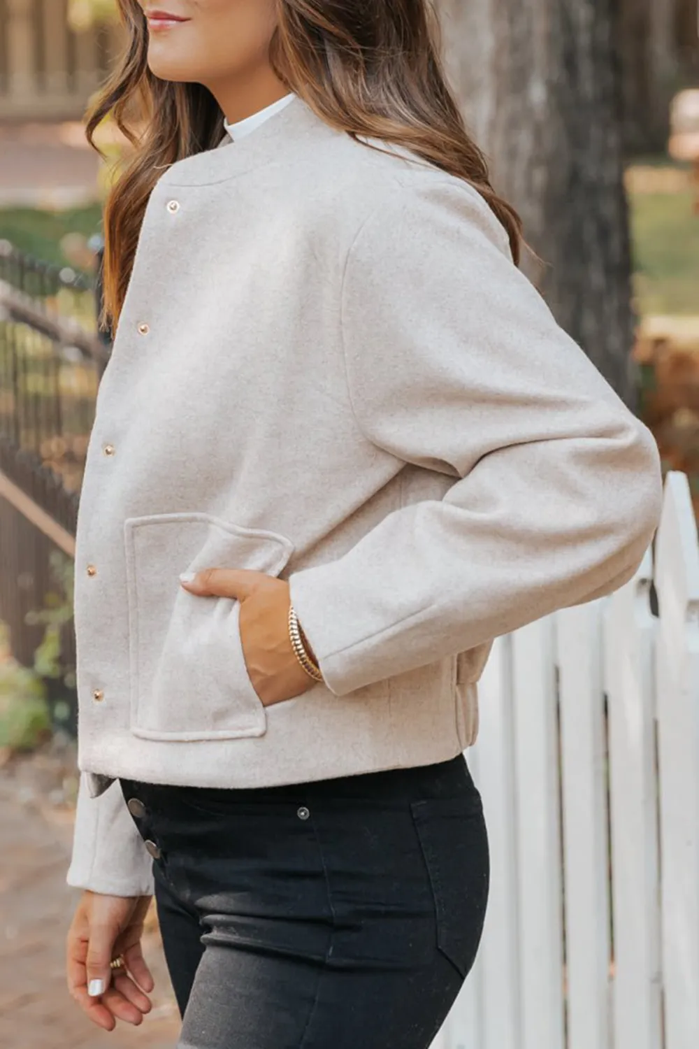 Effortless Beige Bomber Jacket