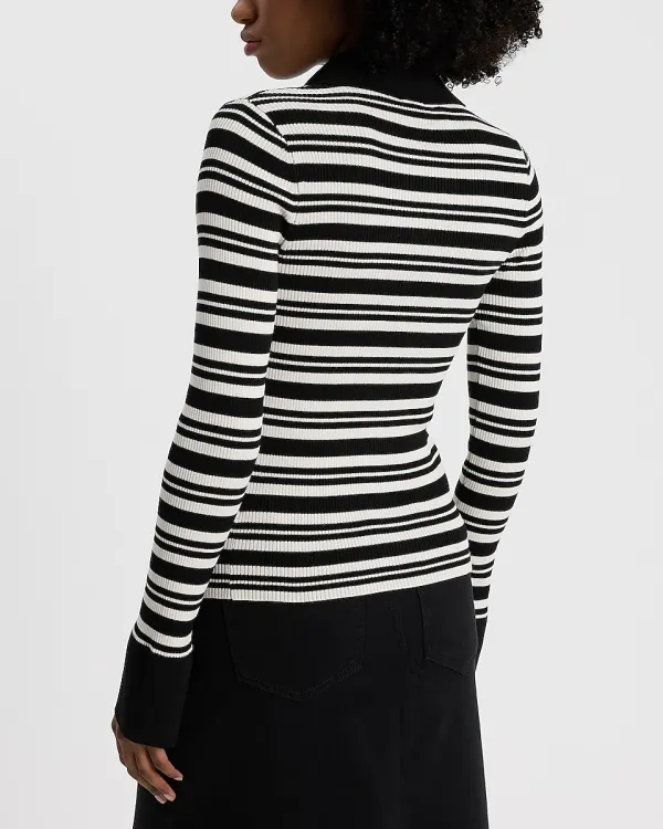 Silky Soft Fitted Striped Polo Cardigan