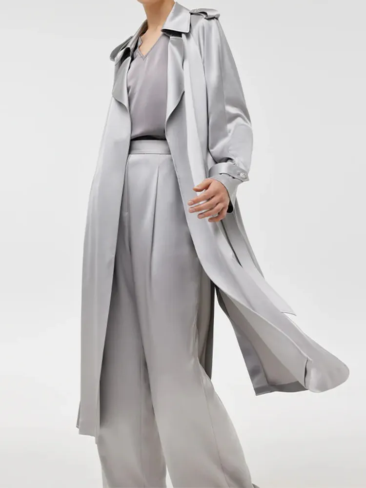 Acetate Women Trench Coat With Belt