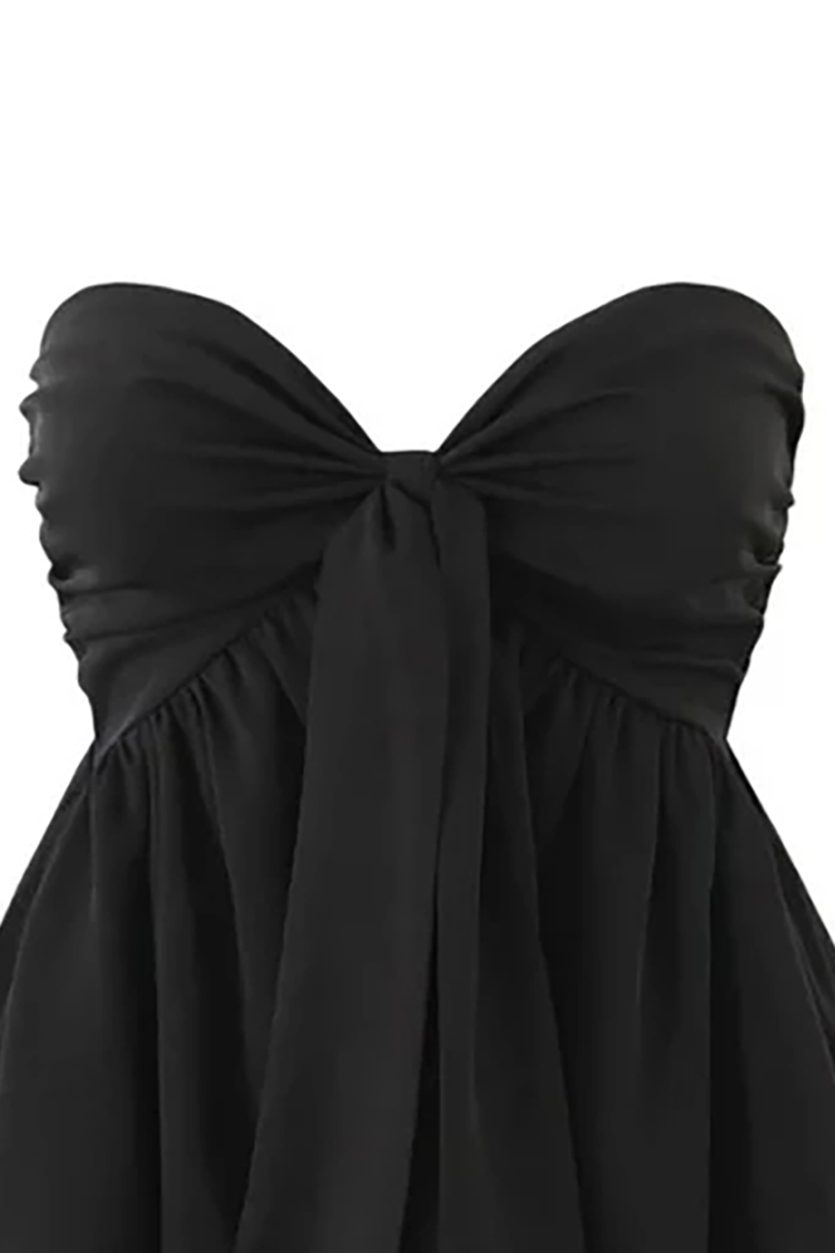 Cute Sweetheart Neck Draped Knot Ruched Smocked Peplum Strapless Top