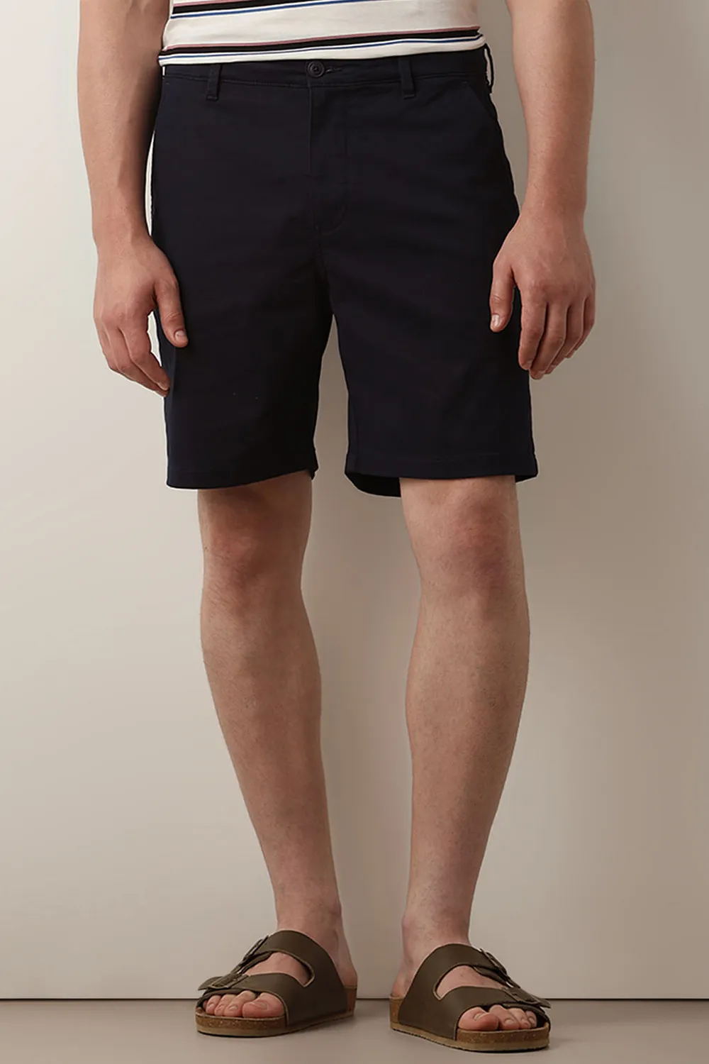 Navy Blue Mid Rise Chino Shorts