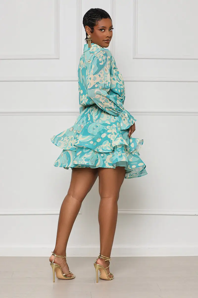 In Bloom Peplum Mini Dress (Green Multi)- FINAL SALE