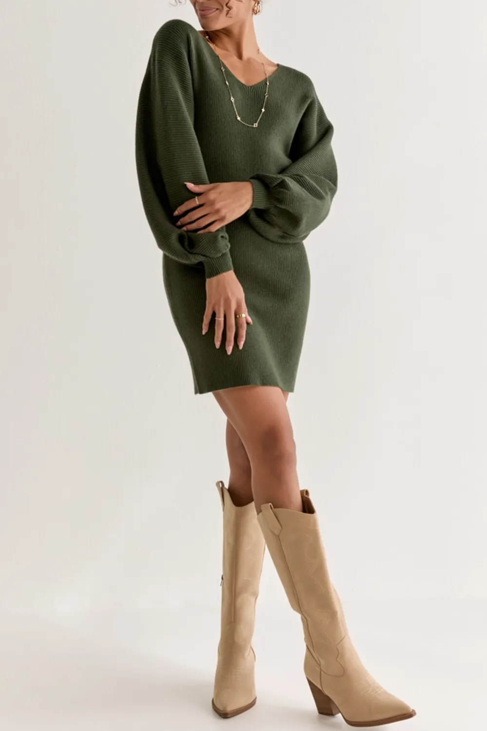 Maria Balloon Sleeve Sweater Dress