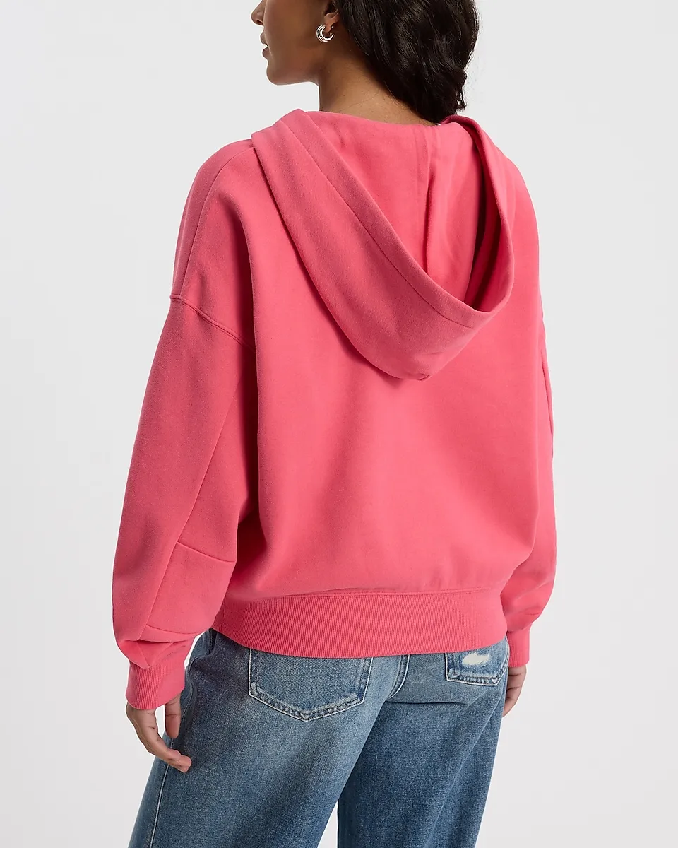 Relaxed Quarter Zip Banded Bottom Hoodie