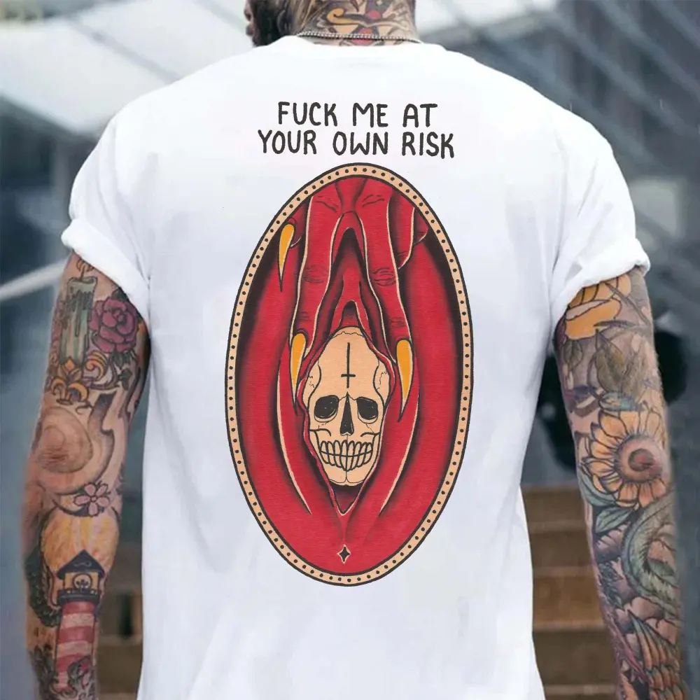 Fuck Me At Your Own Risk Printed Men's T-shirt