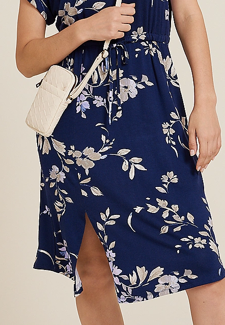 24/7 Clara Floral Tie Waist Midi Dress