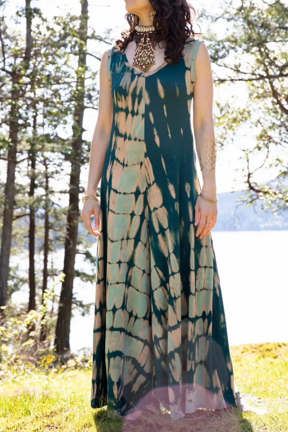 Dahlia Jumpsuit - Shibori - Forest Mint Shibori