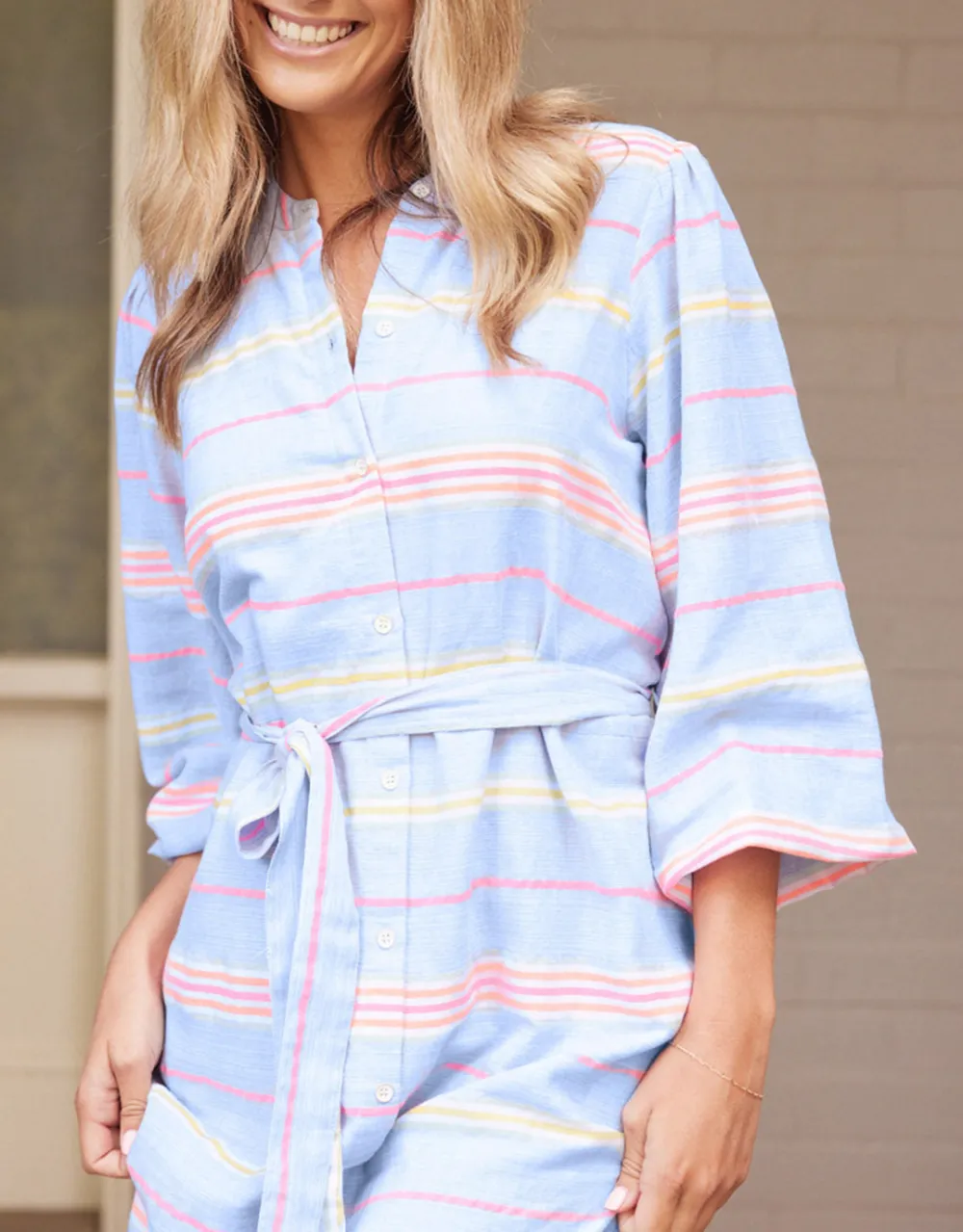 Balmy Nights Dress - Blue/Neon Stripe