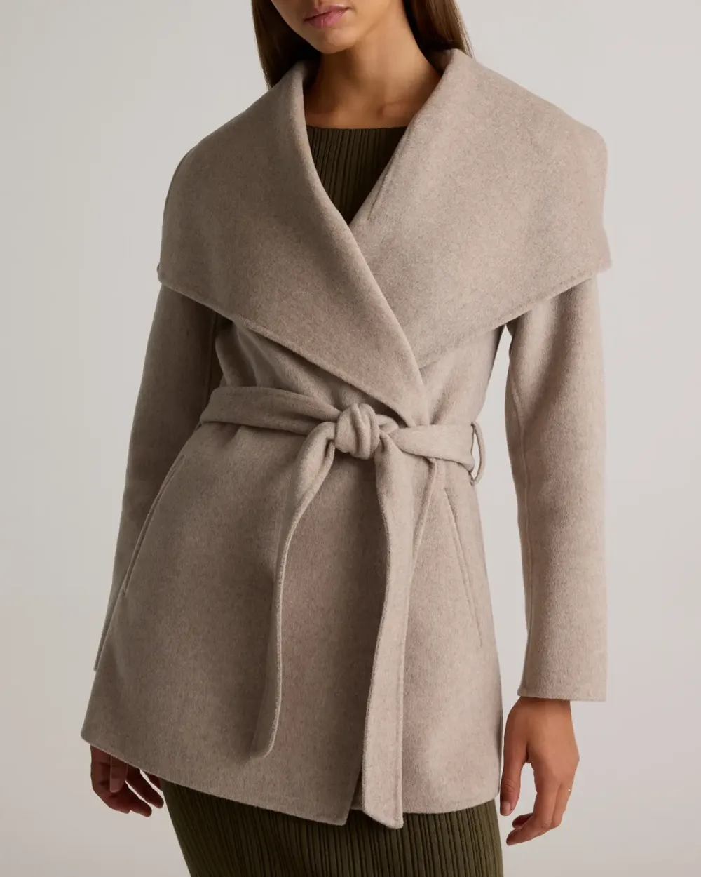 Waterfall Collar Short Wrap Coat