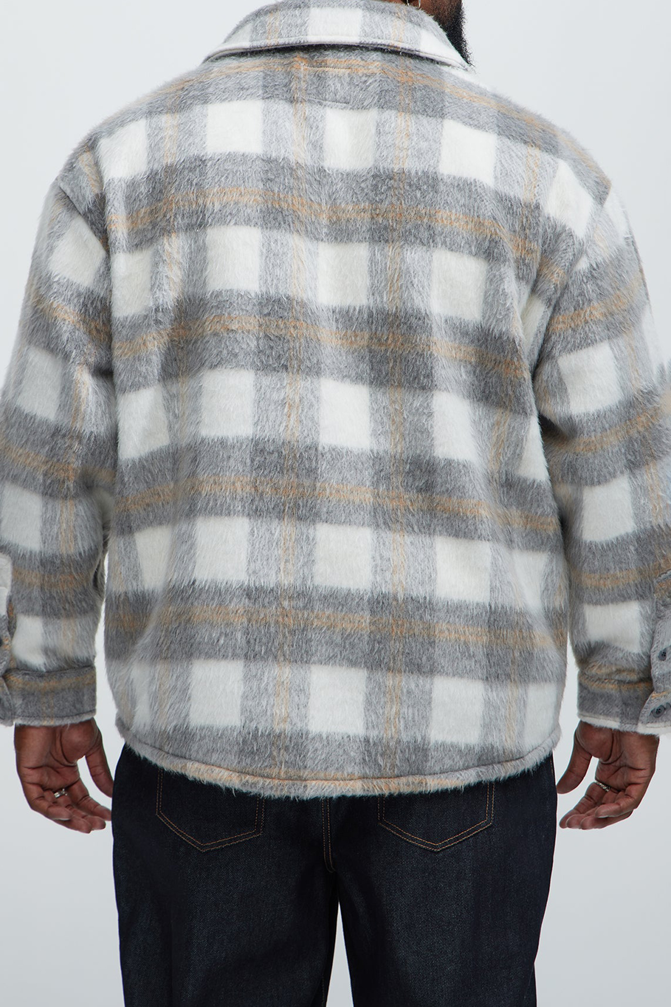 Move Up Plaid Shacket - Greycombo