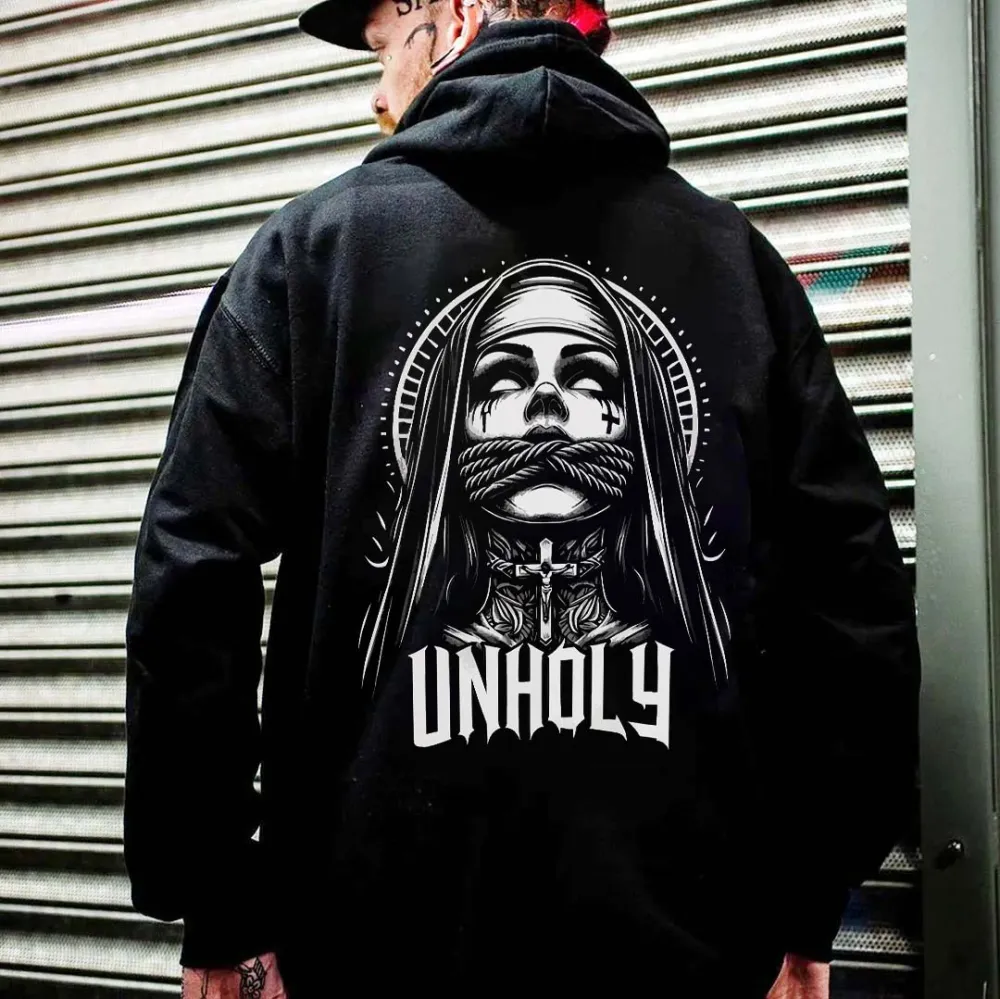 Unholy Nun Printed Men's Hoodie