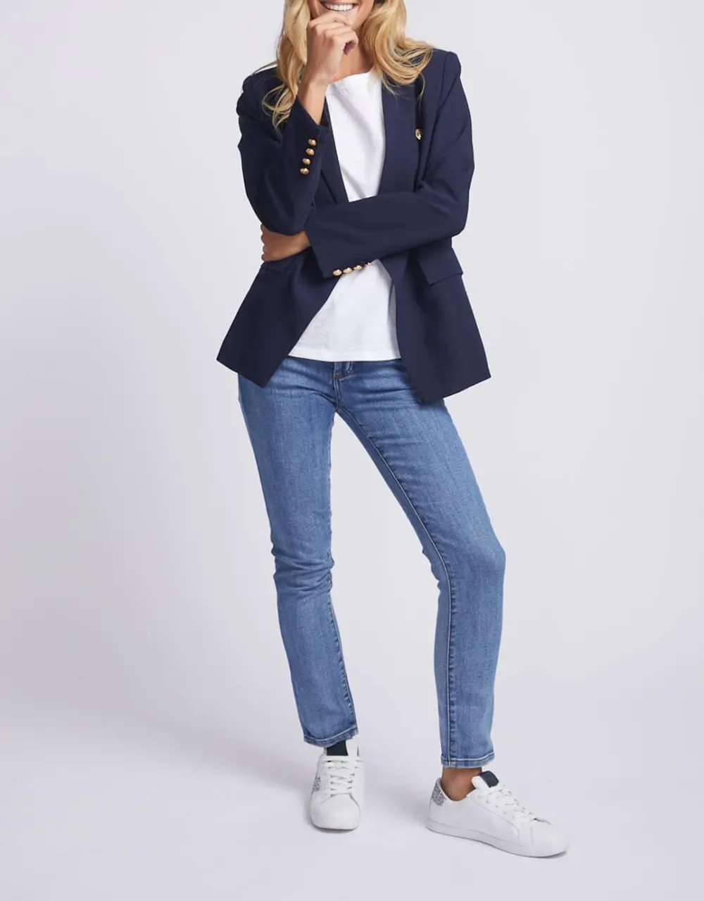 Lauren Blazer - NavyGold Buttons