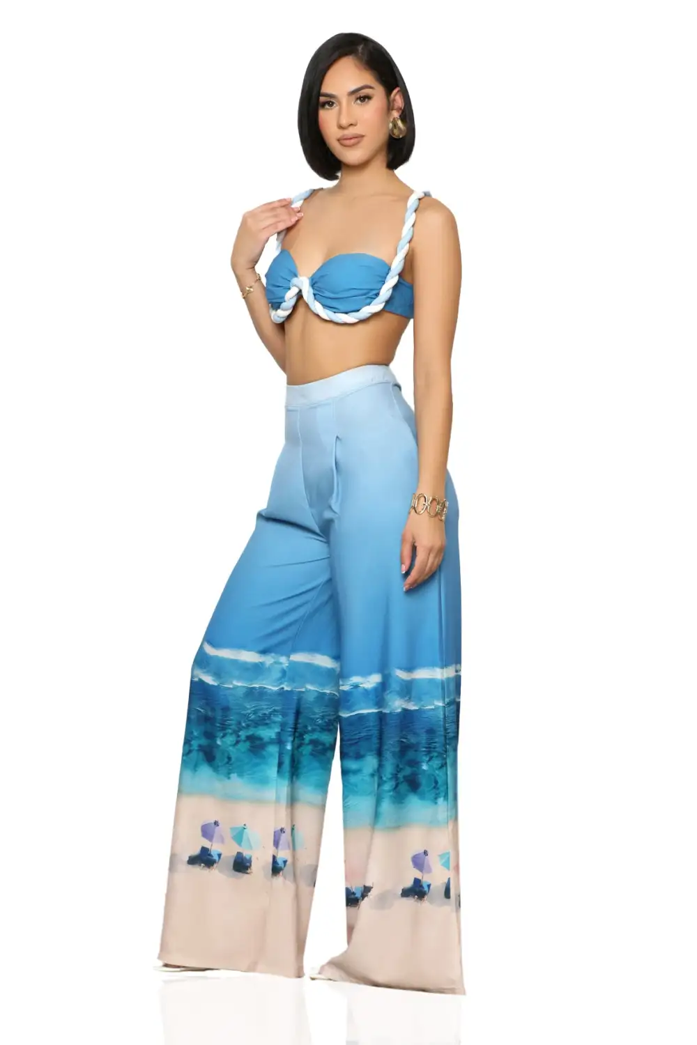 Slay-Cation Pants Set (Blue Multi)