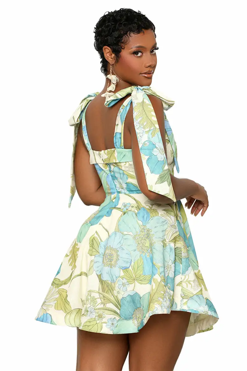 Tea Time Baby Doll Dress (Blue Multi)