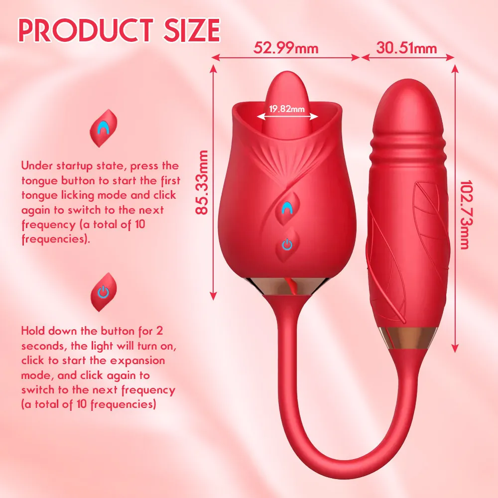 Rose Sucking Vibrator Oral Clit Licking Tongue G Spot Dildo Sex Toys For Women