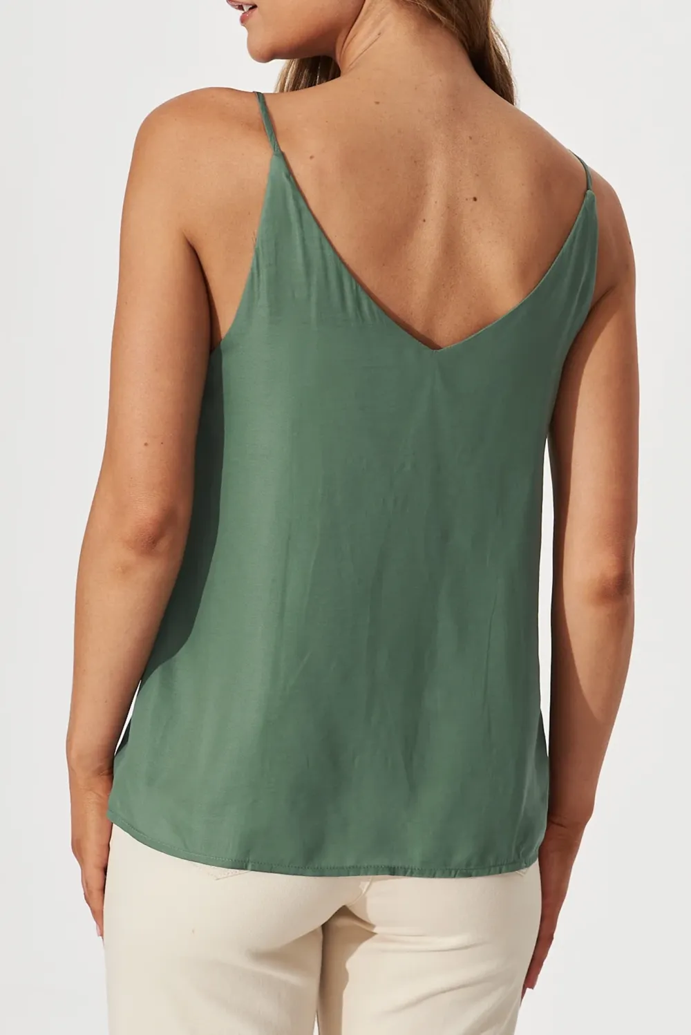Green V Neck Spaghetti Strap Camisole