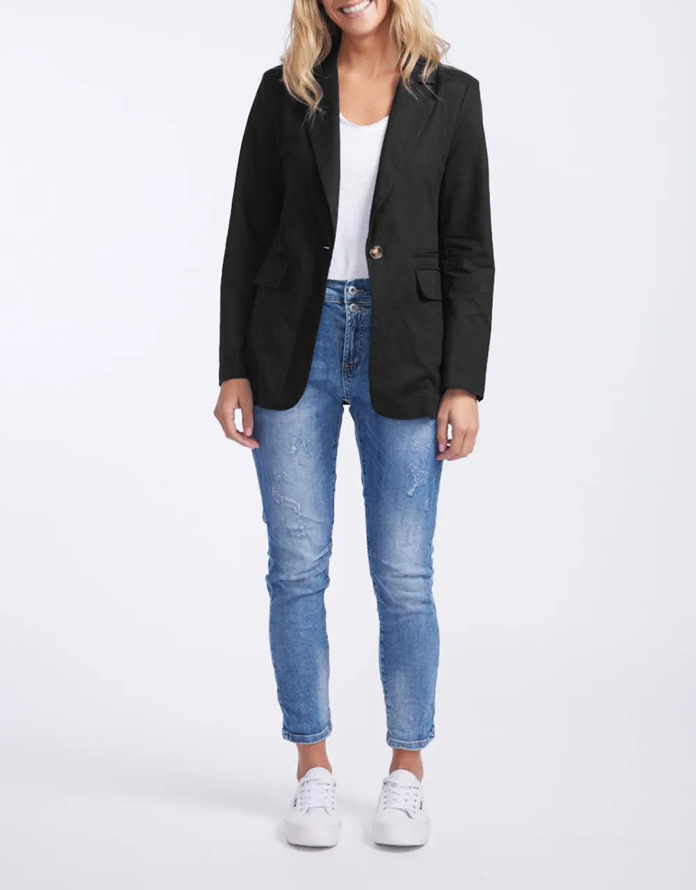 Portofino Linen Blazer - Black