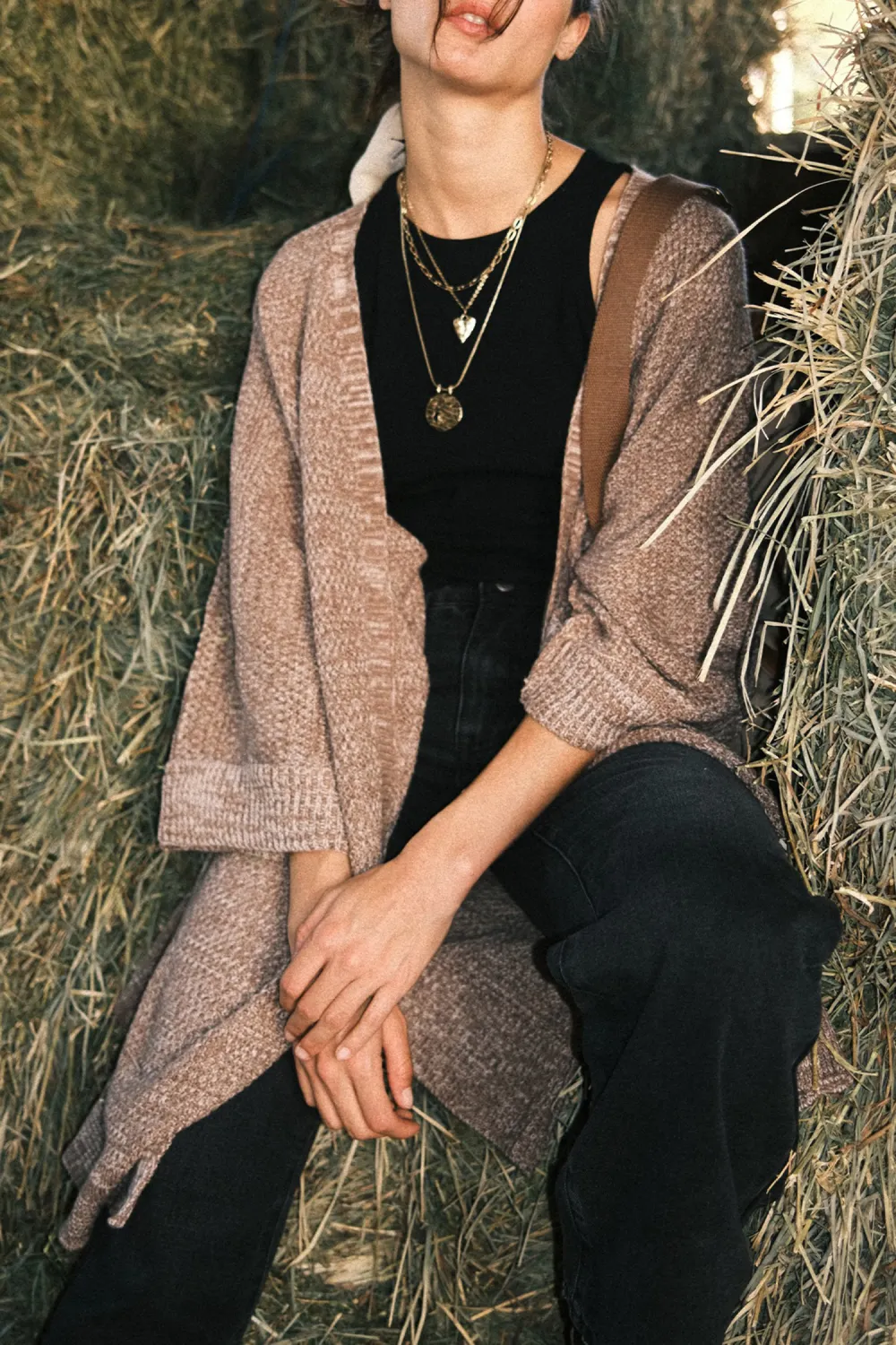 Textured Knit Open-Front Cardigan