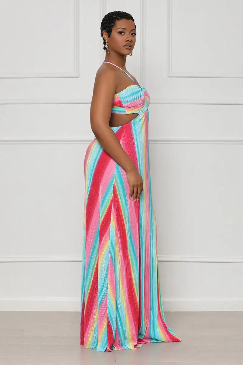 Taste The Rainbow Maxi Dress (Pink Multi)-FINAL SALE