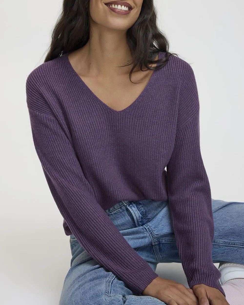 Cashmere-Blend V-Neck Sweater