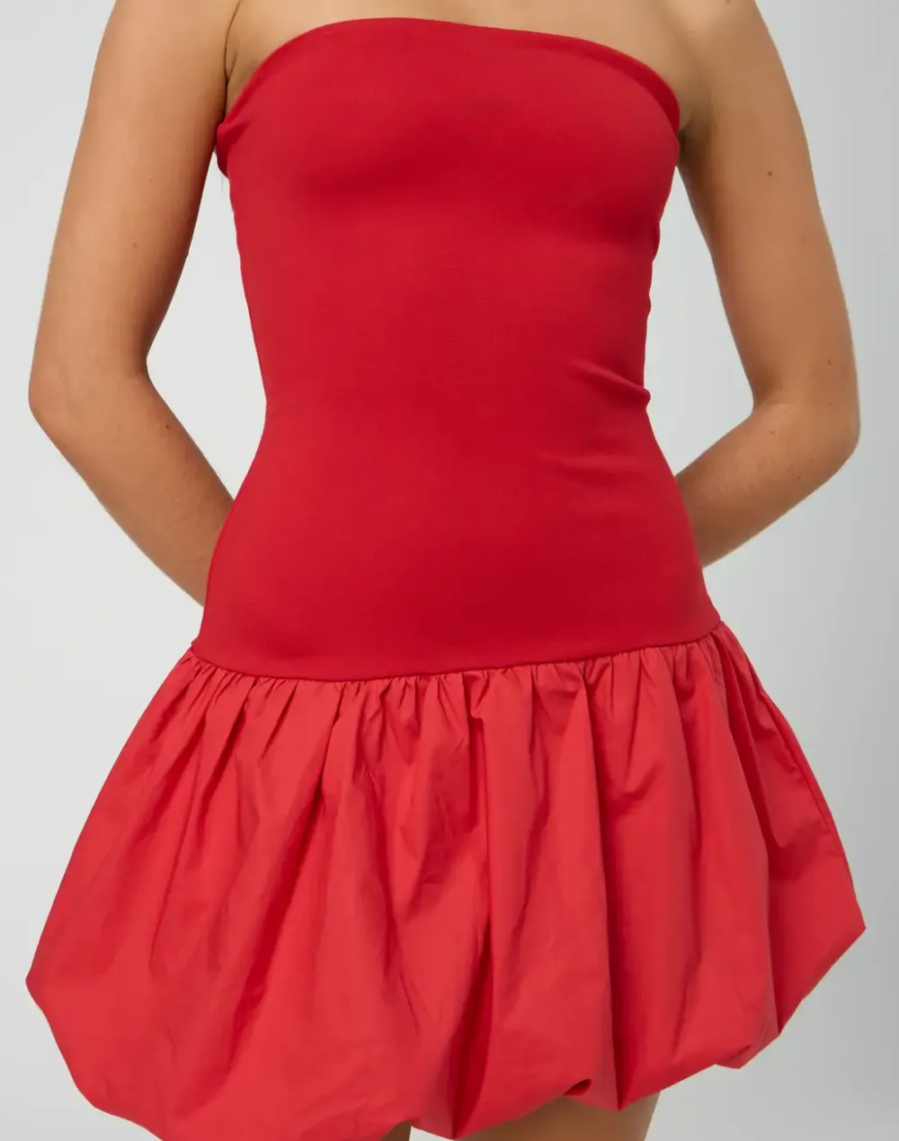 Strapless Bubble Hem Mini Dress