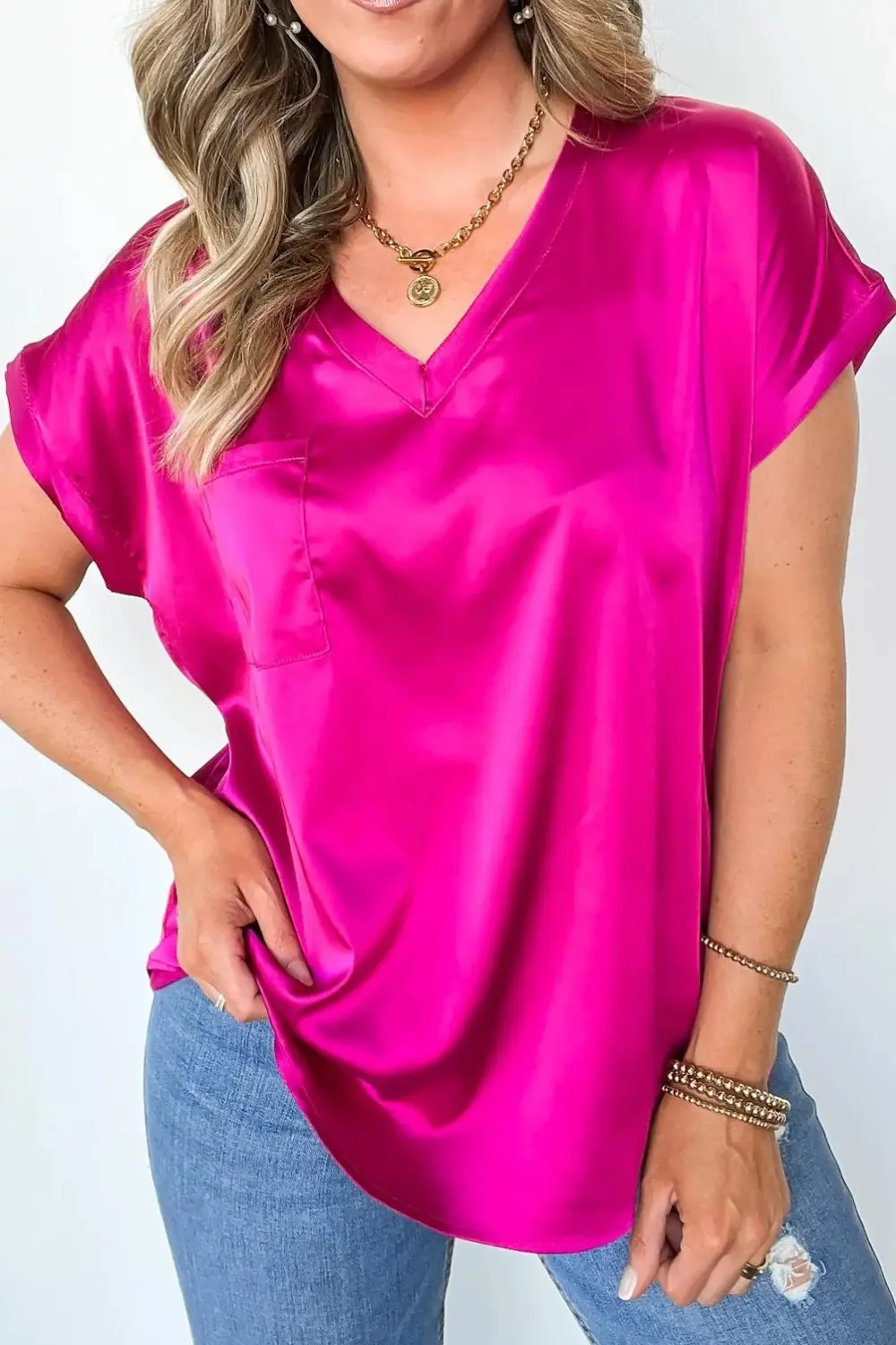 Satin Cap Sleeve Top