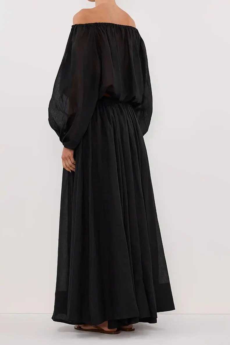 LAYNE BLACK RAMIE MAXI SKIRT