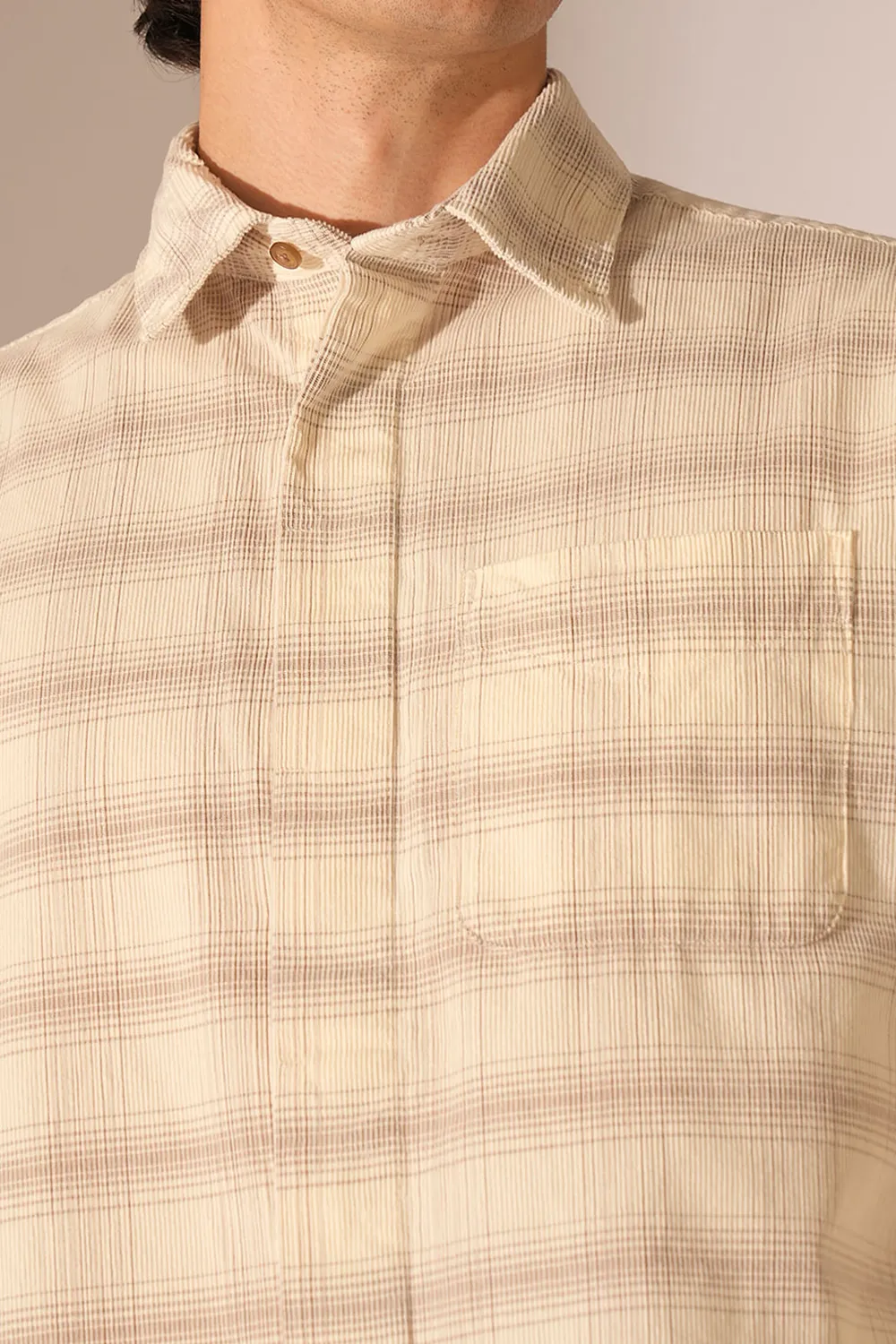 Navy Blue Corduroy Check Shirt