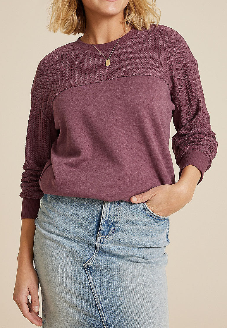 Knit Mixer Crew Neck Sweatshirt