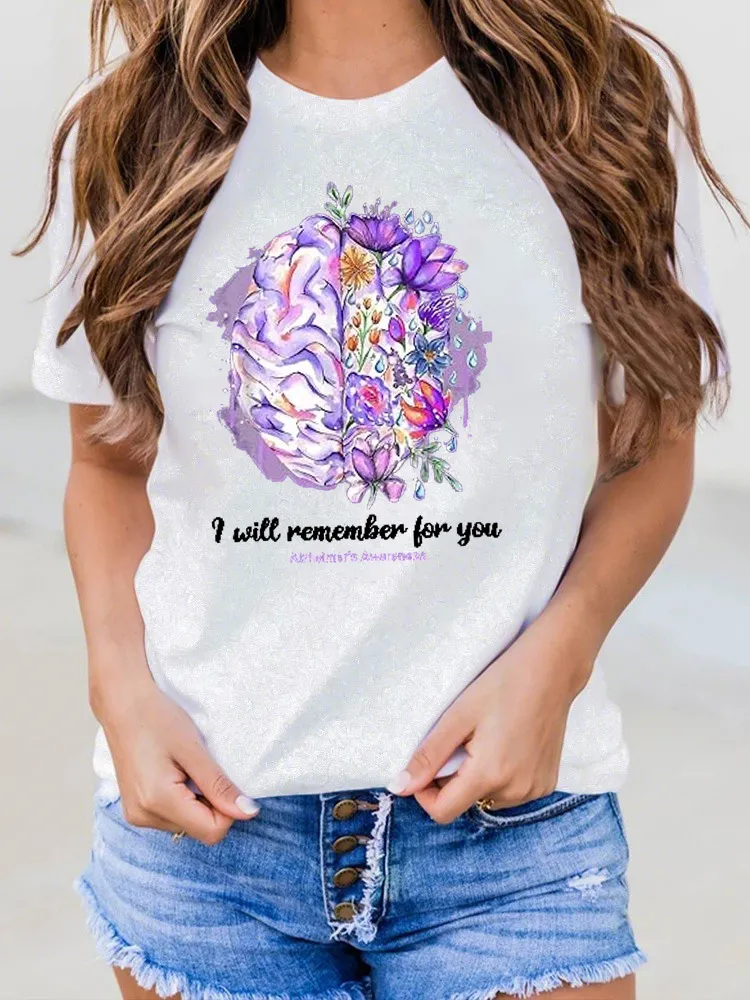 Women'S I Will Remember For You Alzheimer'S Awareness Round-Neck T-Shirt