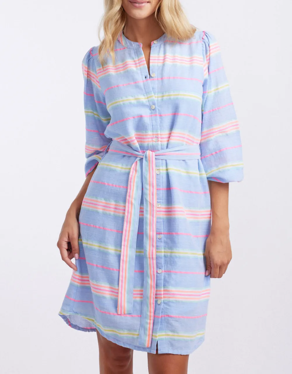 Balmy Nights Dress - Blue/Neon Stripe