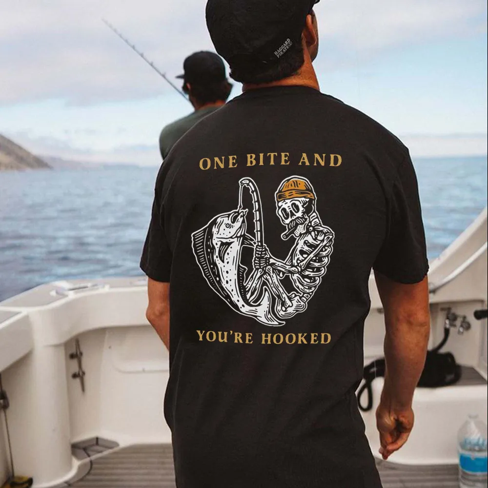 One Bite And You're Hooked Printed Men's T-shirt