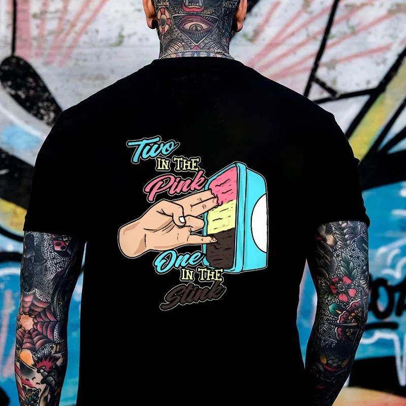 TWO IN THE PINK ONE IN THE STINK Fingers Black Print T-shirt