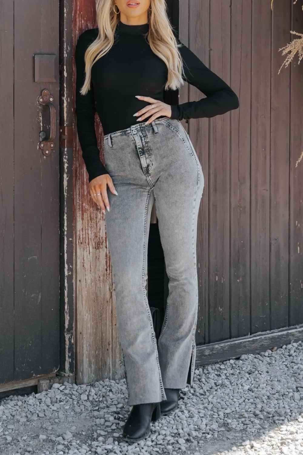 Slit Bootcut Jeans