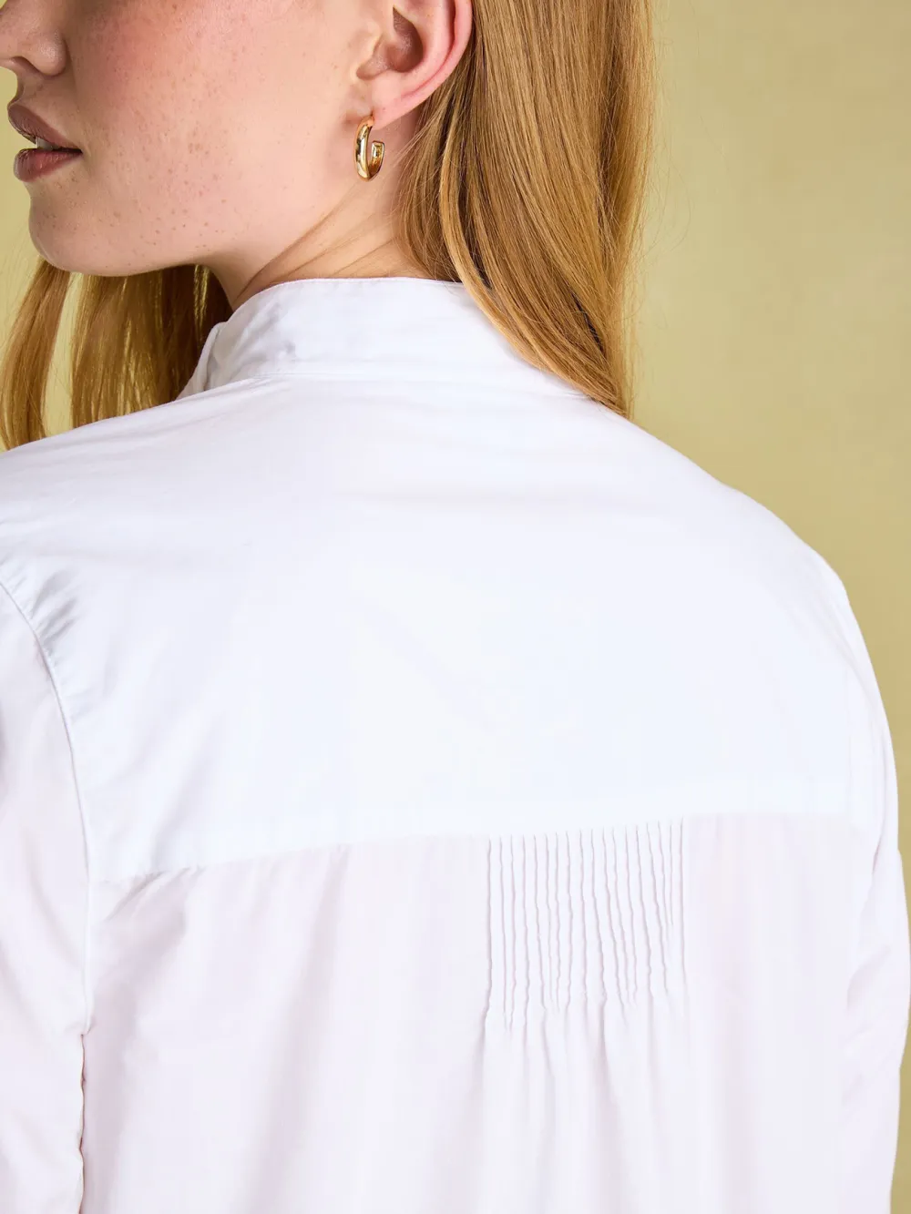 Long Sleeve Adeline White Pleated Tuxedo-Style Shirt