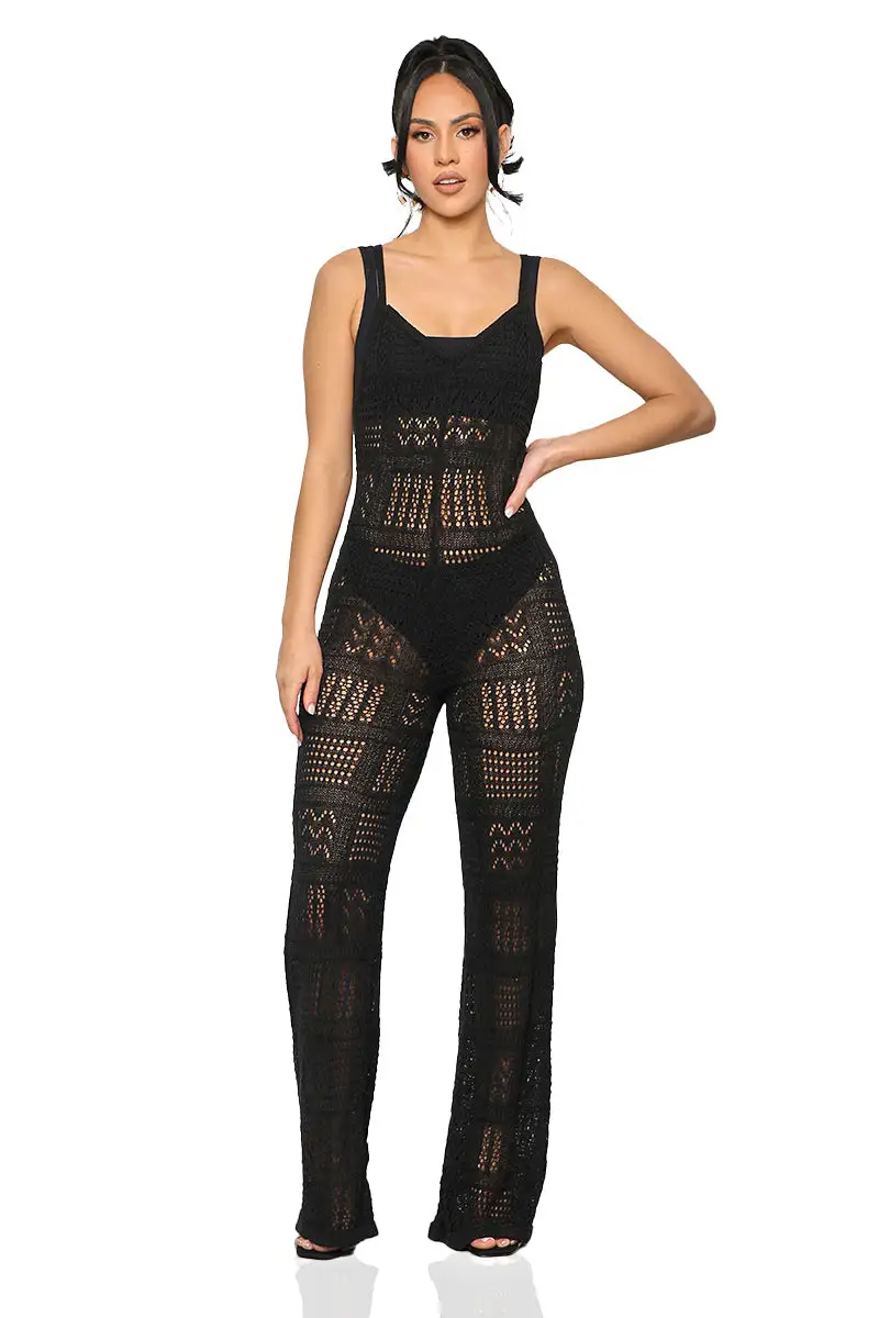 Island Escape Crochet Jumpsuit (Black)- FINAL SALE
