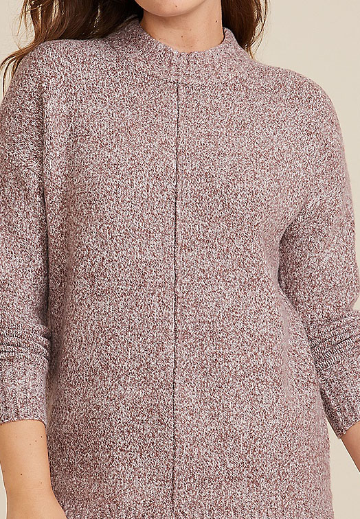 Marled Mock Neck Tunic Sweater