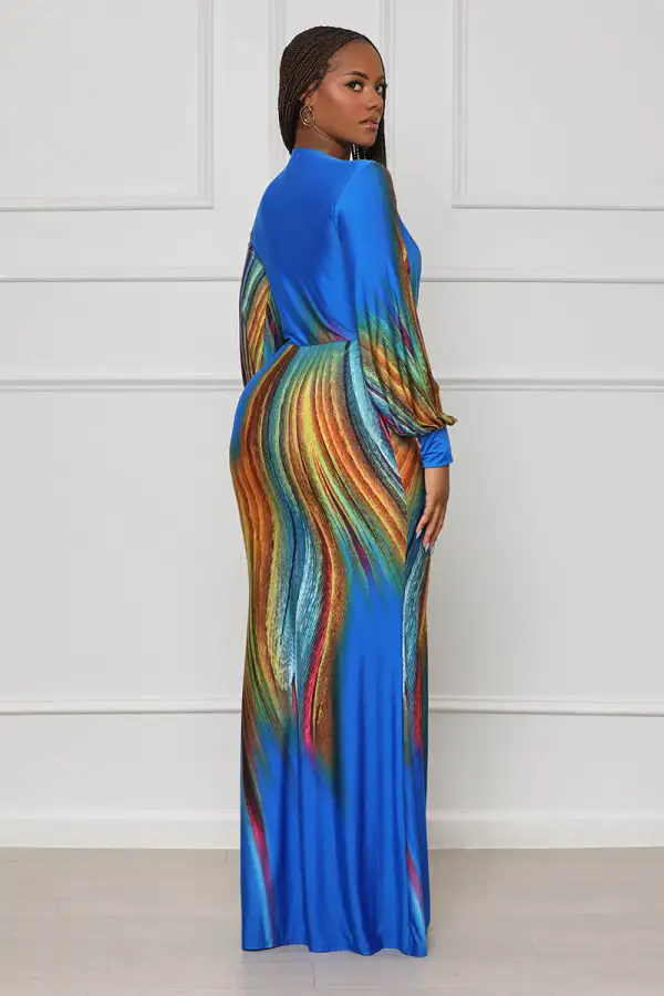 Galaxy Of The Night Maxi Dress (Blue Multi)-FINAL SALE