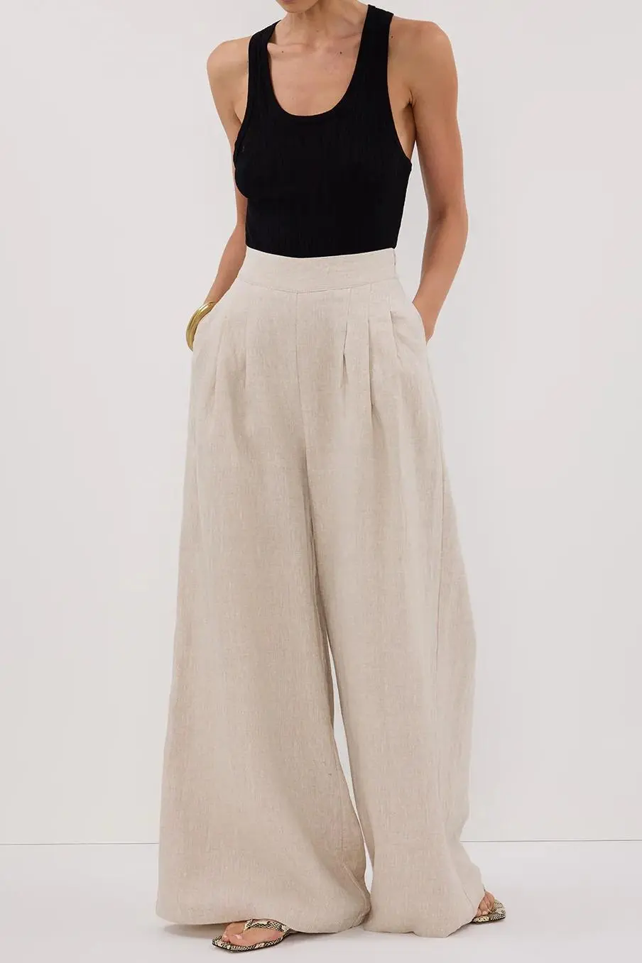 CODY NATURAL WIDE LINEN PANT