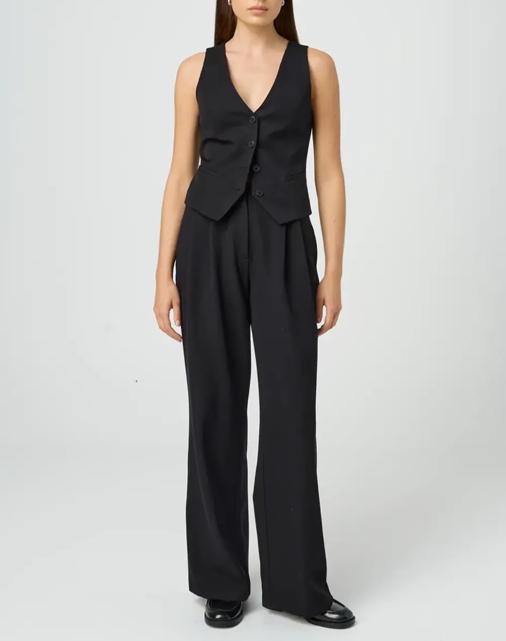 High Rise Wide Leg Tailored Pant