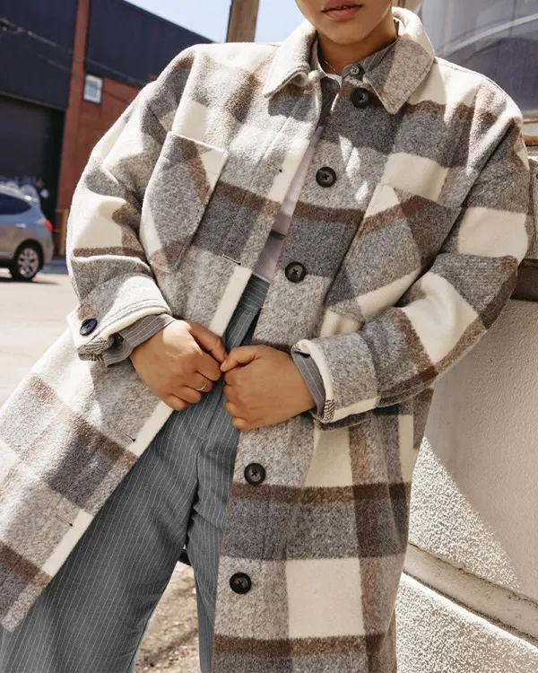 Plaid Shacket with Pockets