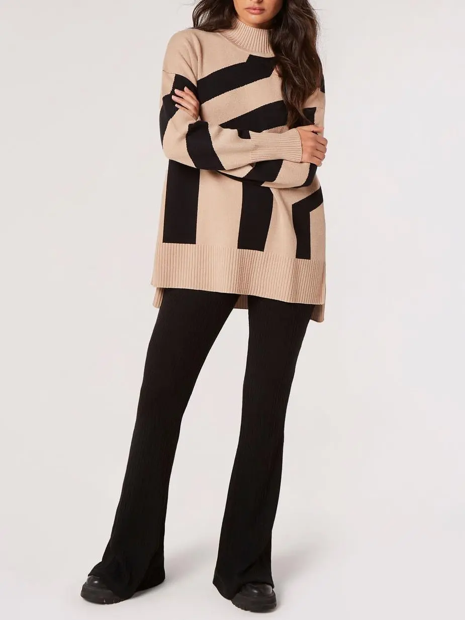 Oversized Geometric Stripe Jumper