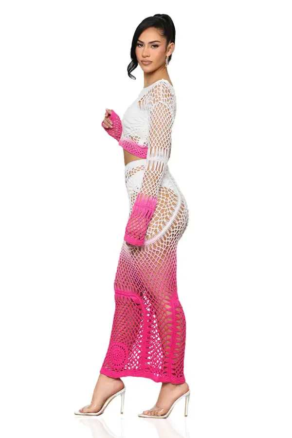 Ombre Crochet Skirt Set (Pink)- FINAL SALE