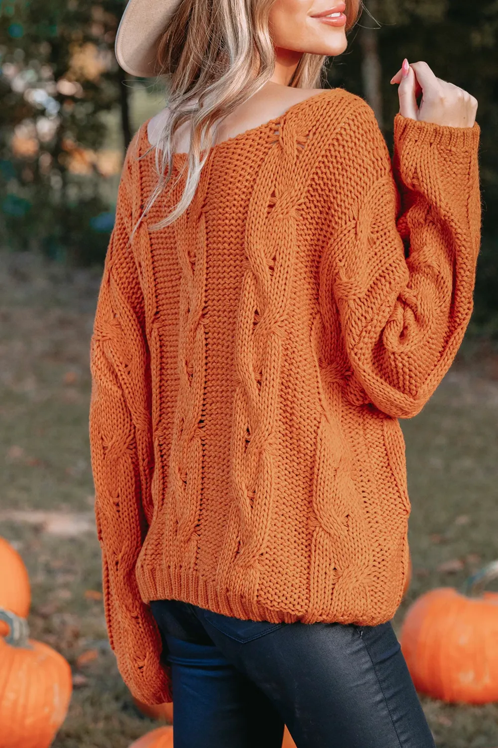 Cable Knit One-Shoulder Sweater