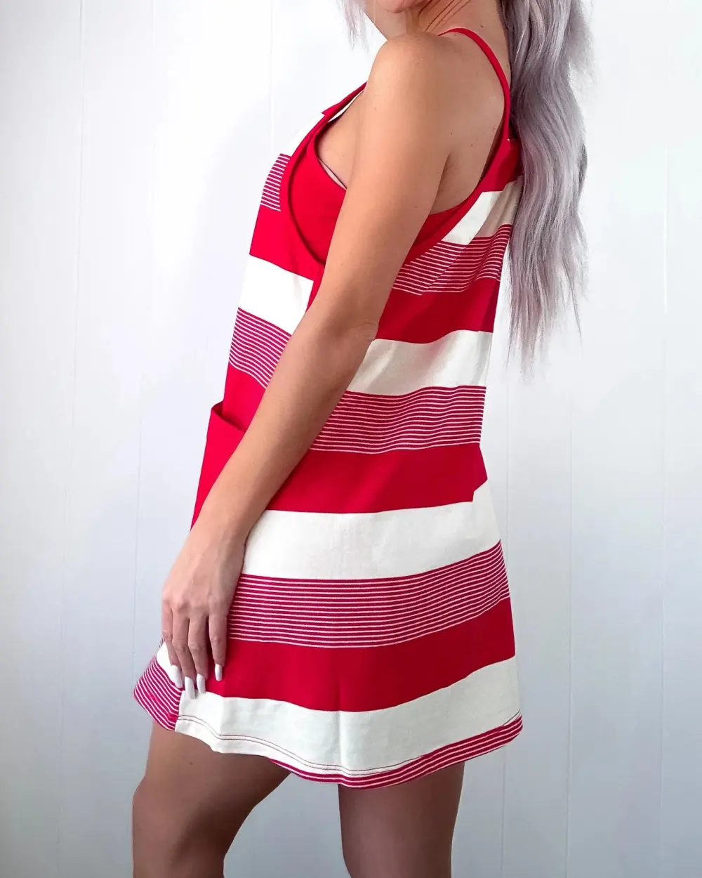 DOORBUSTER Red Striped Romper Dress